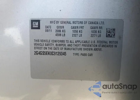 2012 Buick Regal Premium из США, поврежденный, VIN 2G4GS5EK0C9129345